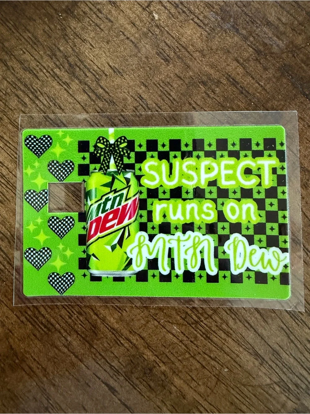Mtn Dew 'Suspect Runs on Mtn Dew' debit/credit card cover